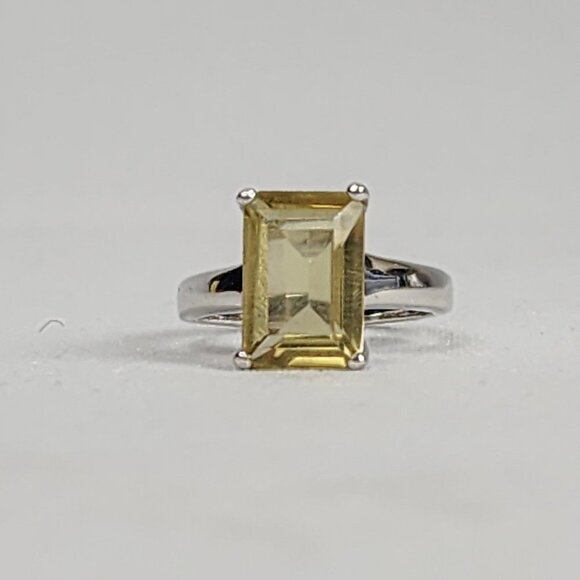 925 Sterling Silver Yellow Citrine Gemstone Ring Size 8 - Picture 2 of 8